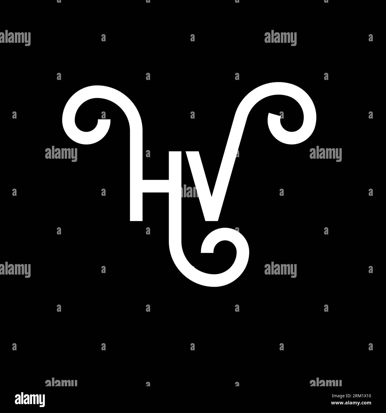 HV letter logo design on black background. HV creative initials letter ...