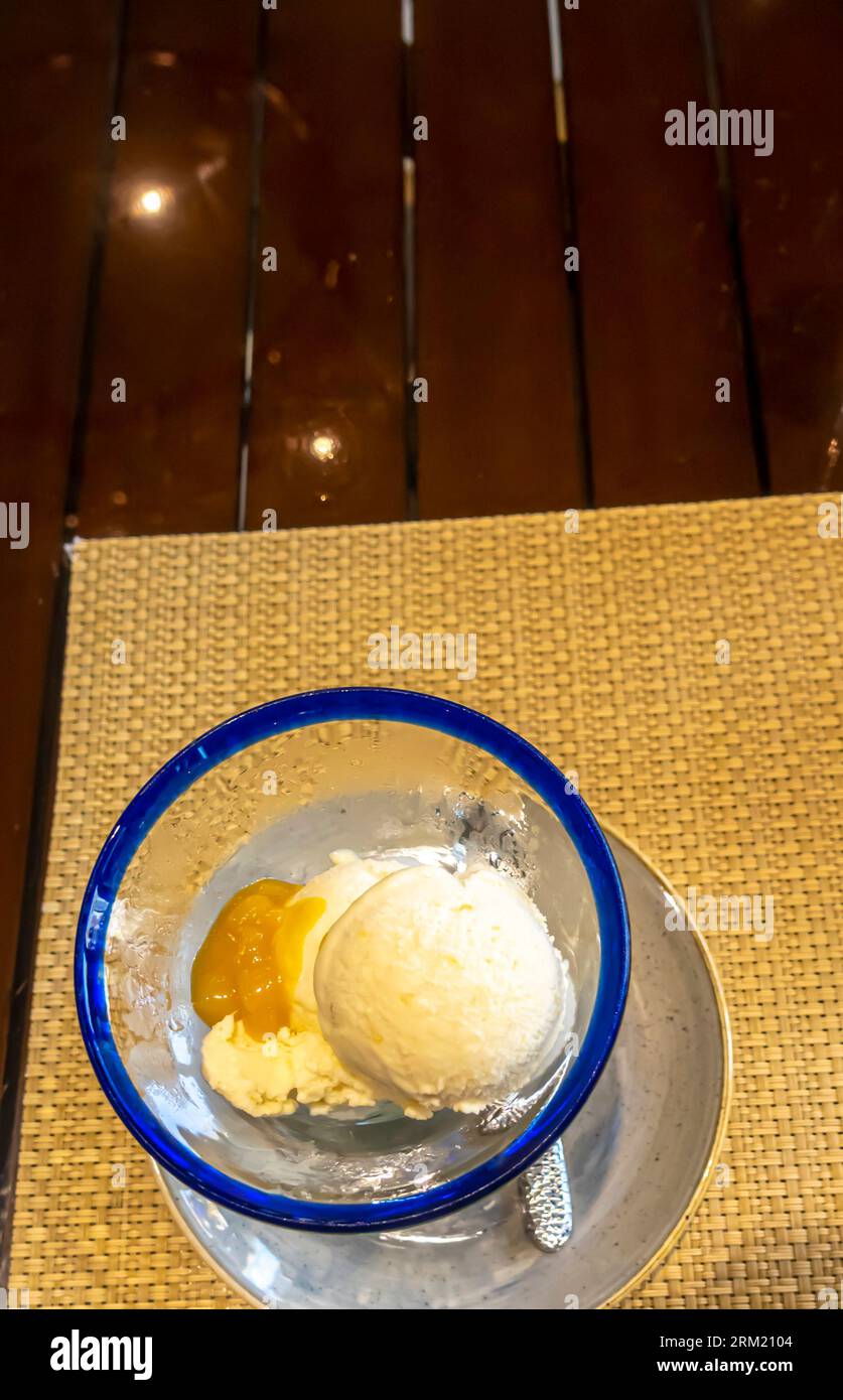 Ice cream served Cantina Kahlo restaurant Al Seef District, Manama, Bahrain Stock Photo