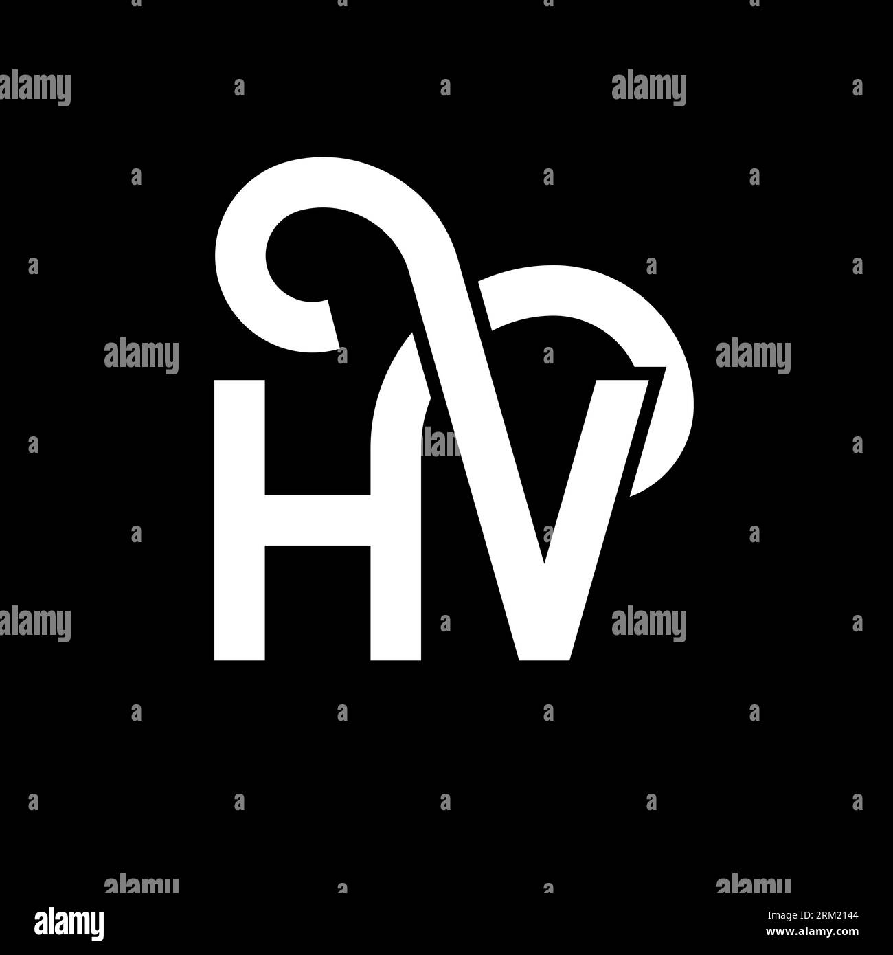 HV letter logo design on black background. HV creative initials letter ...