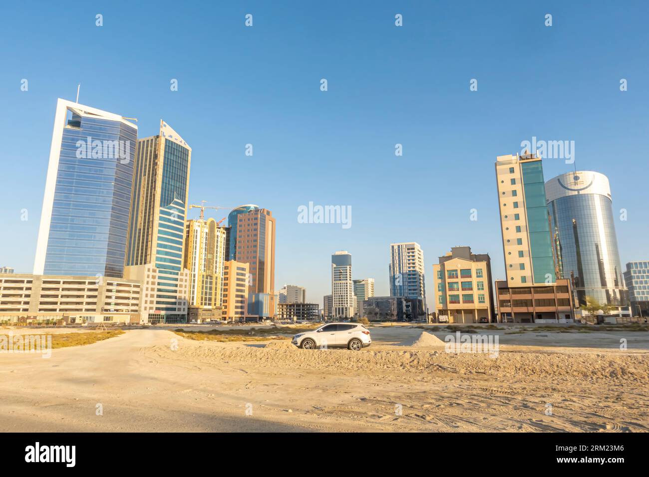 City development Bahrain. Urban development in Bahrain. Constructed residential buildings in Seef Bahrain Stock Photo
