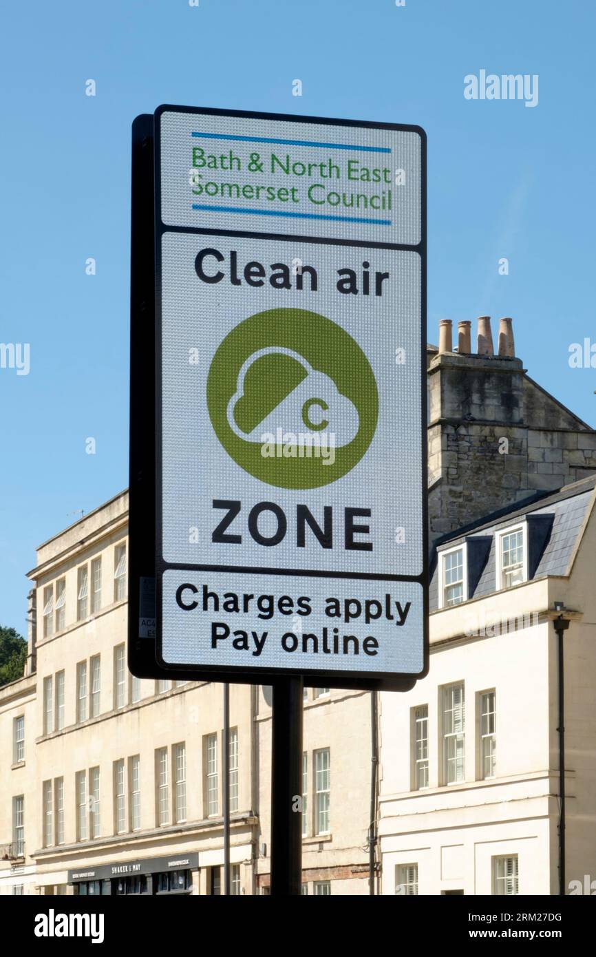 Clean Air Zone signs in Bath Somerset UK Stock Photo