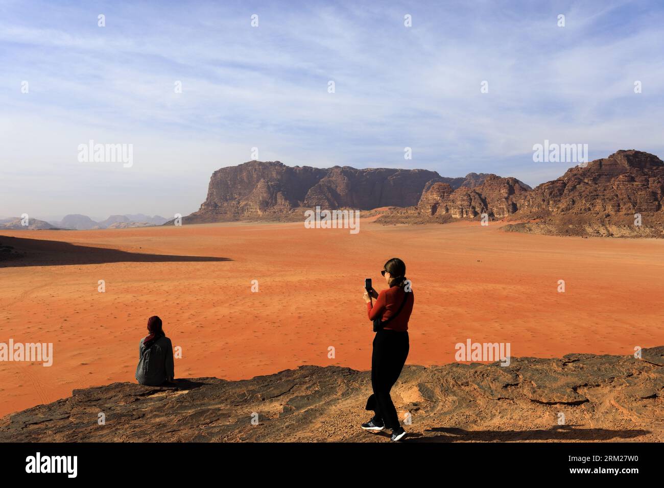 Overview of the desert at Wadi Rum, Unesco World Heritage Site, Jordan