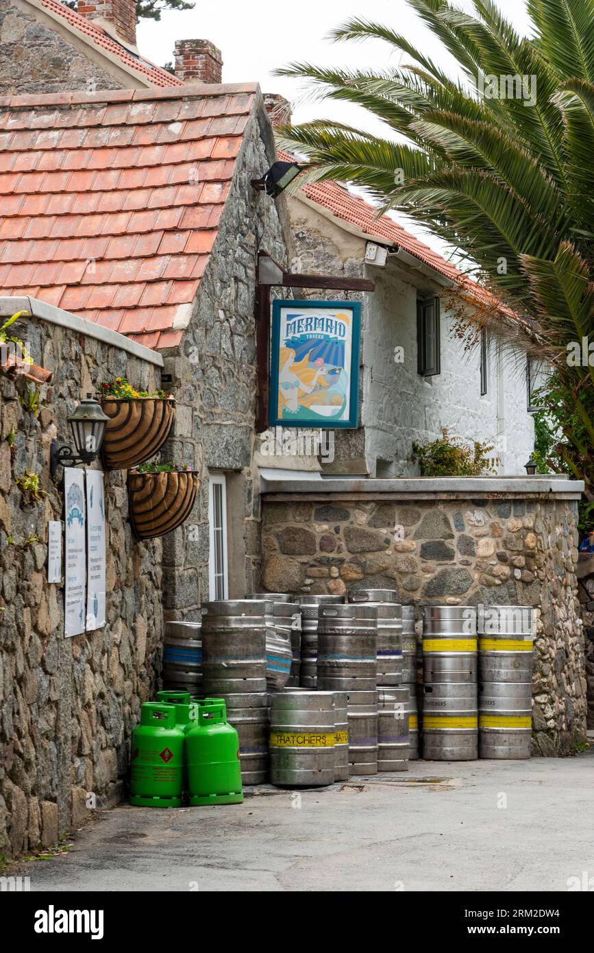 Herm, Channel Islands. British Isles. 11 June 2023. Beer barrels and