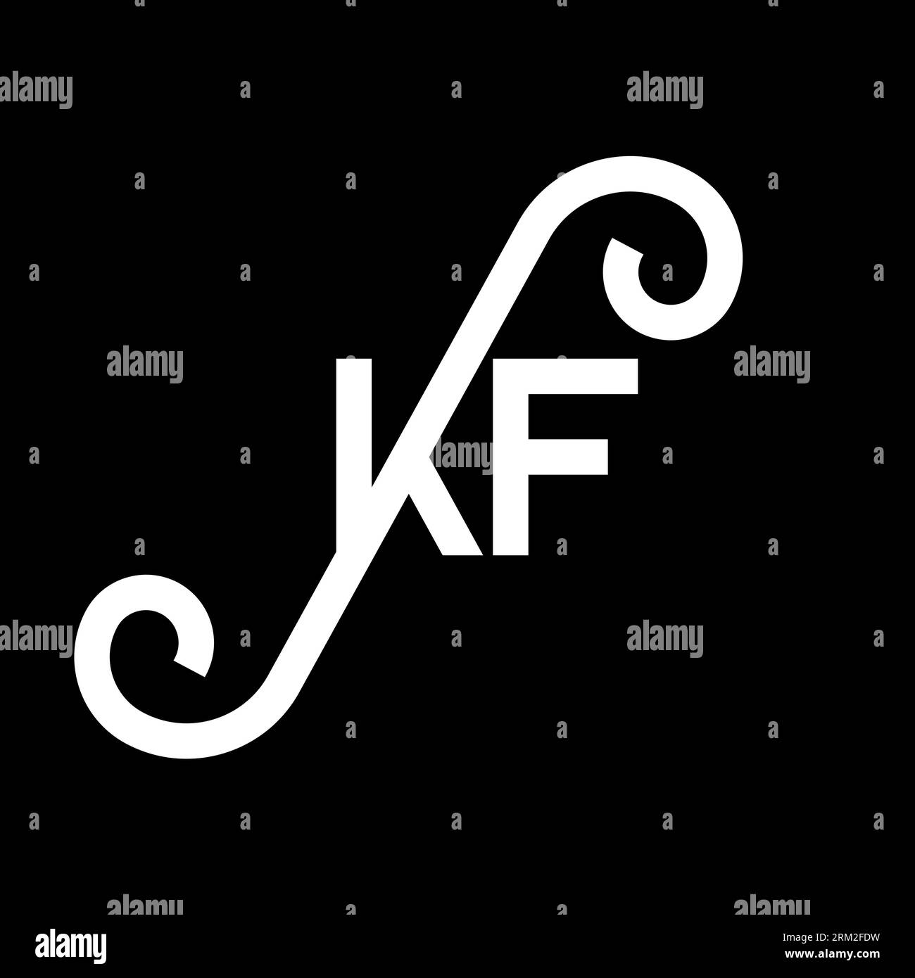 KF letter logo design on black background. KF creative initials letter ...