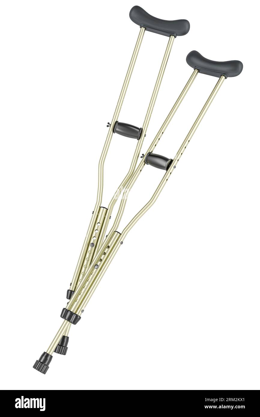 Lightweight Underarm Crutches with Height Adjustment, 3D rendering