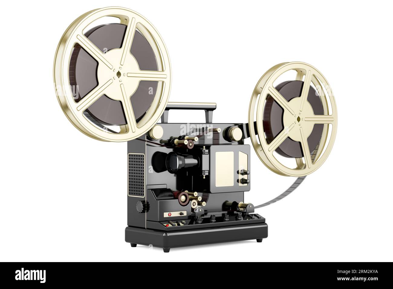 Retro cinema projector with movie reels, 3D rendering isolated on white  background Stock Photo - Alamy