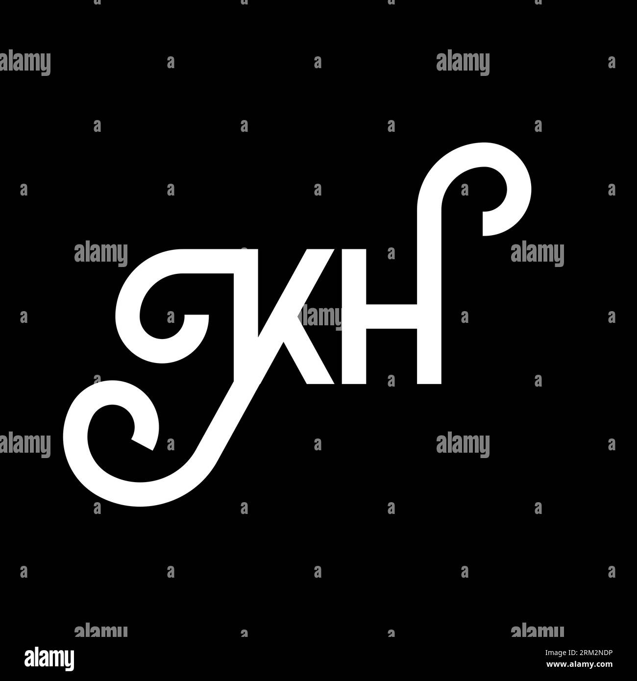 KH letter logo design on black background. KH creative initials letter