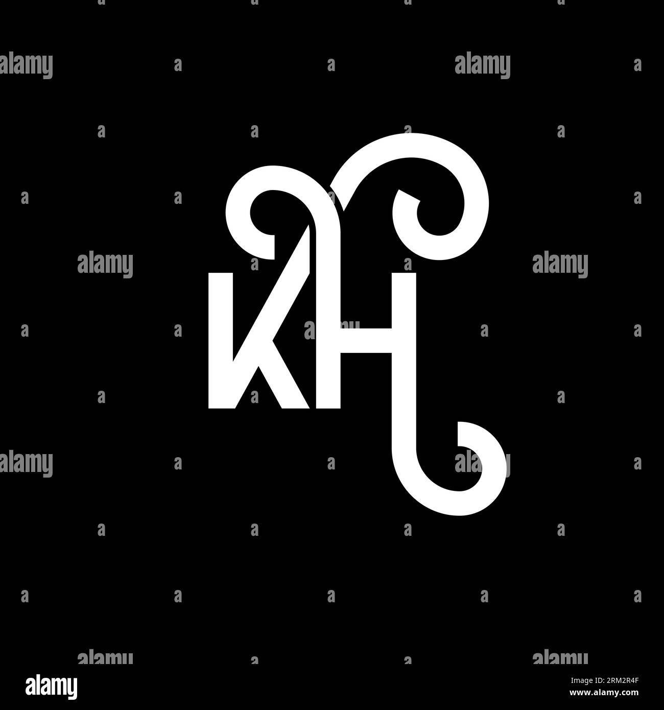 KH letter logo design on black background. KH creative initials letter ...