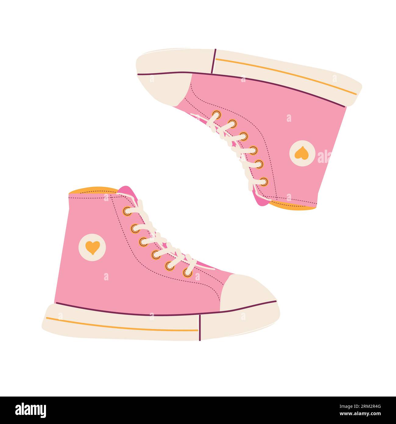 pink sneakers - fashion design with heart, vector Stock Vector Image ...