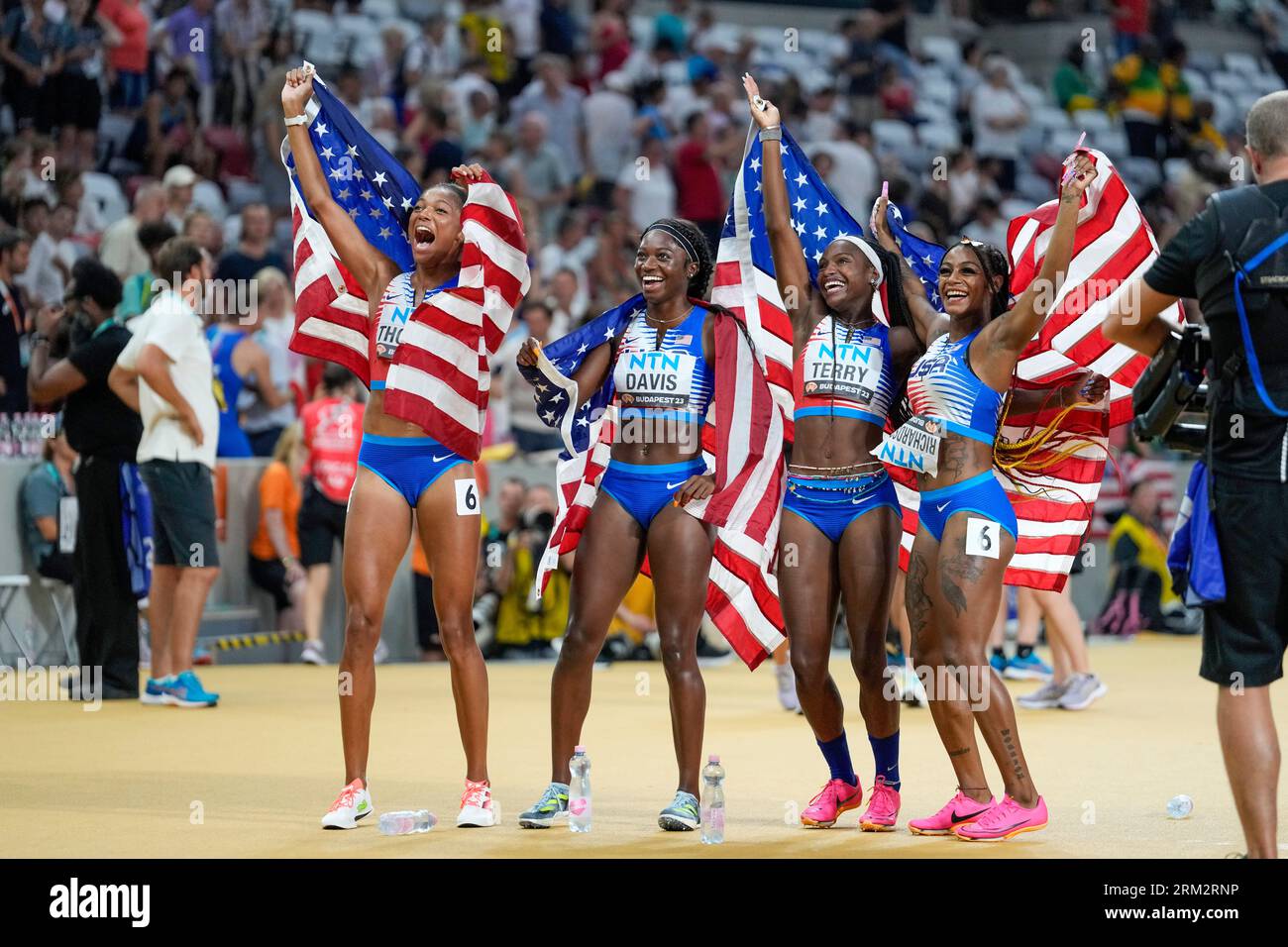 From left, Gabrielle Thomas, Tamari Davis, Twanisha Terry, and Sha
