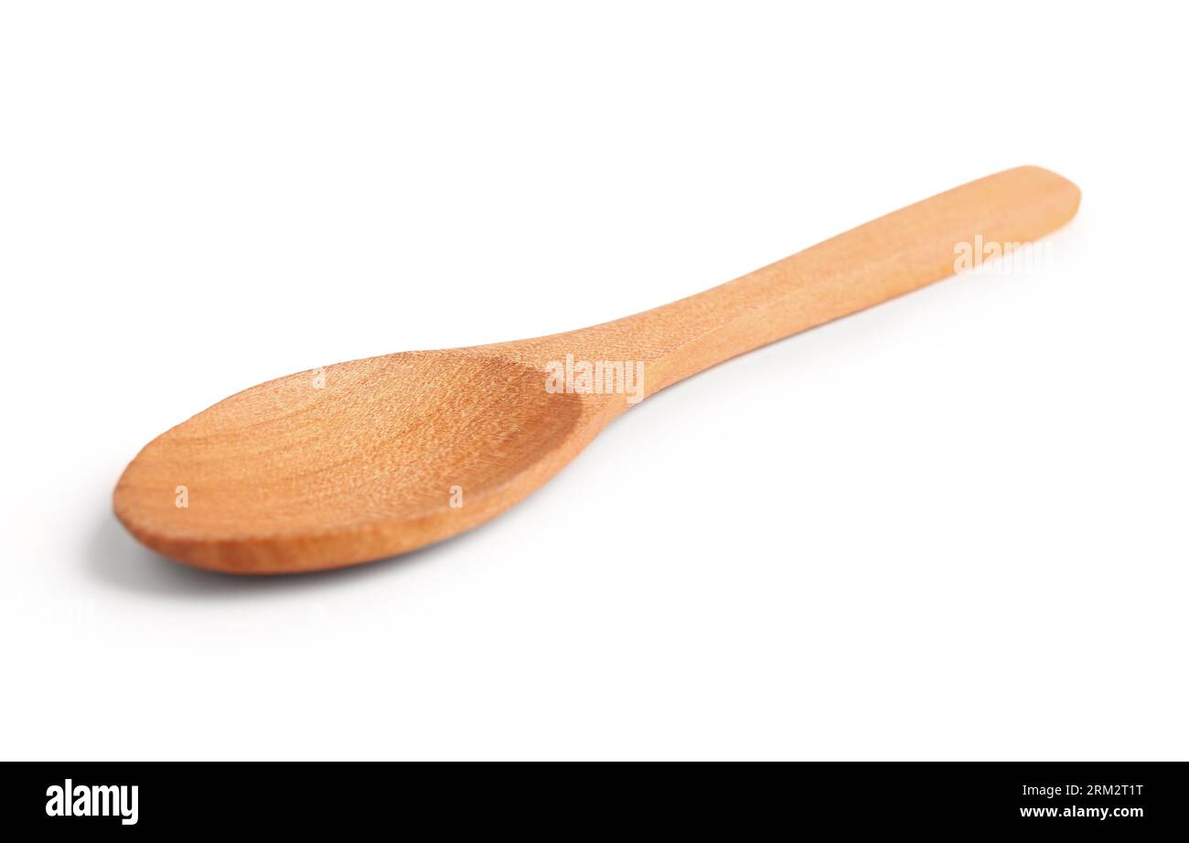 Empty wooden spoon on white background Stock Photo - Alamy