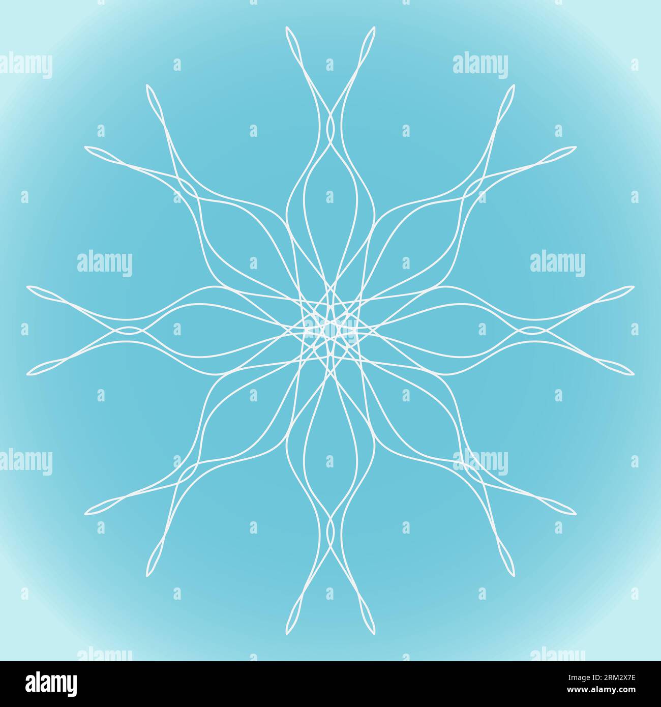 Snowflake vector wavy abstract shape on blue gradient background Stock Vector