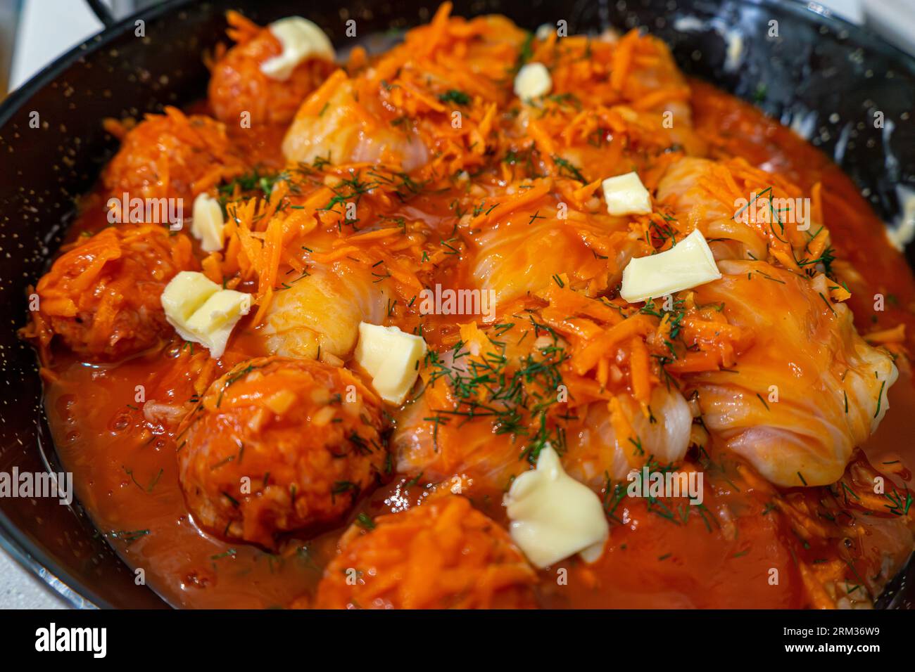 Ukrainian Rice Traditional Ukrainian raw (unprepared) stuffed cabbage rolls with meat ...