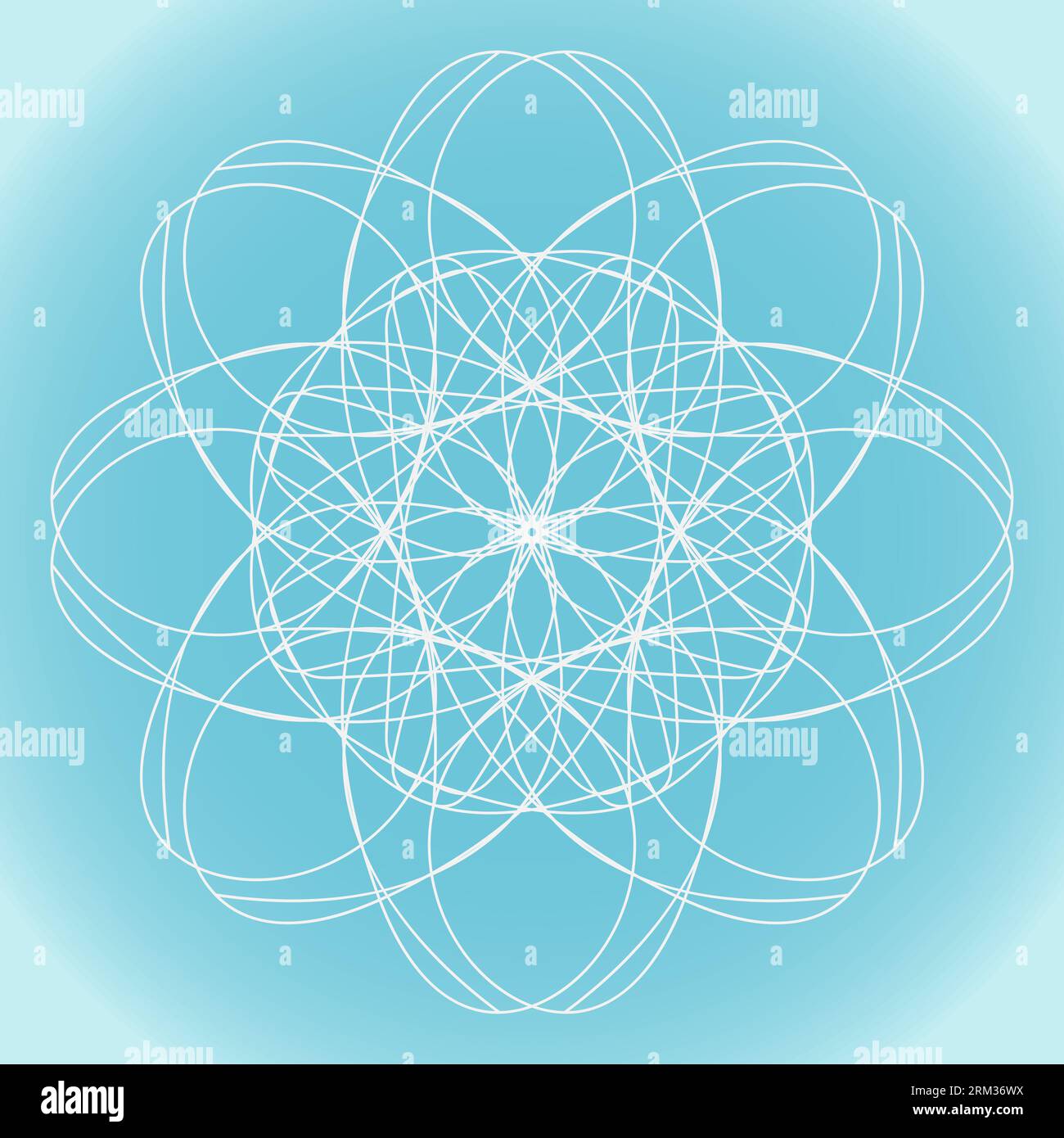 Snowflake vector floral abstract shape on blue gradient background Stock Vector