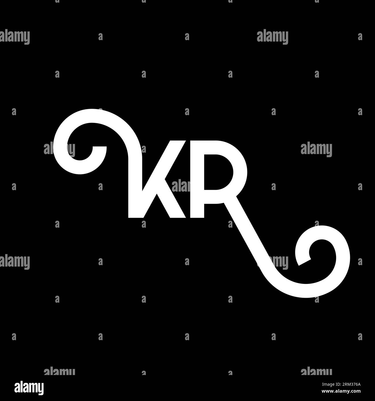 KR letter logo design on black background. KR creative initials letter logo concept. kr letter design. KR white letter design on black background. K R Stock Vector