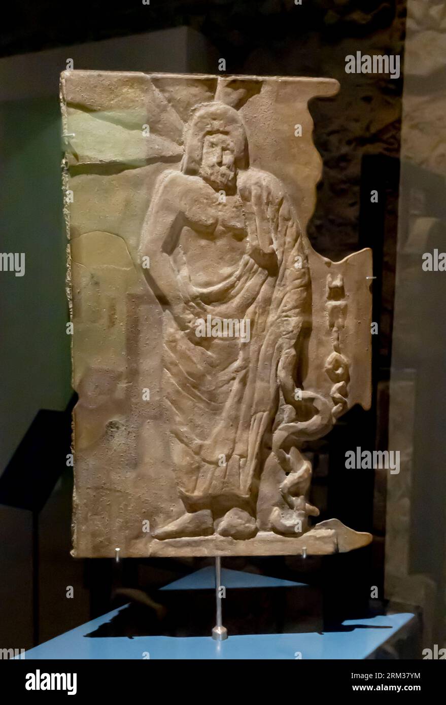 Bronze plaque with Asclepios - 3rd - 2nd century B.C. North Palmgrove c 150 AD - 250 A.D. Stock Photo