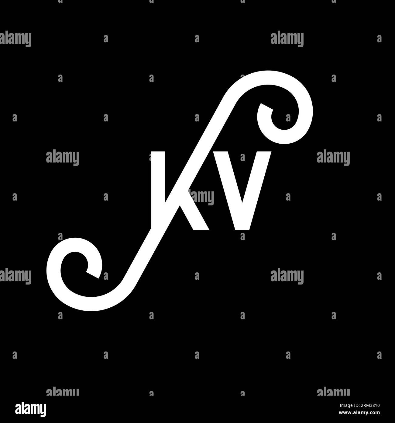 KV letter logo design on black background. KV creative initials letter