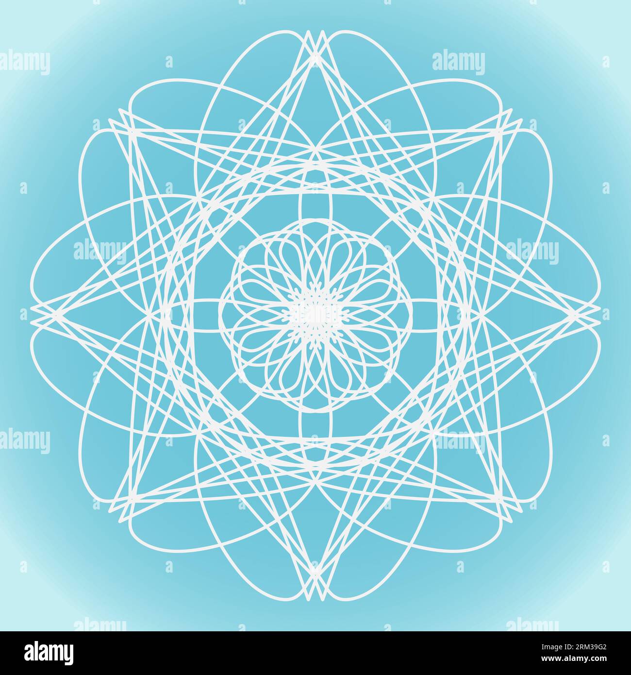 Snowflake vector abstract sharp shape on blue winter gradient background Stock Vector
