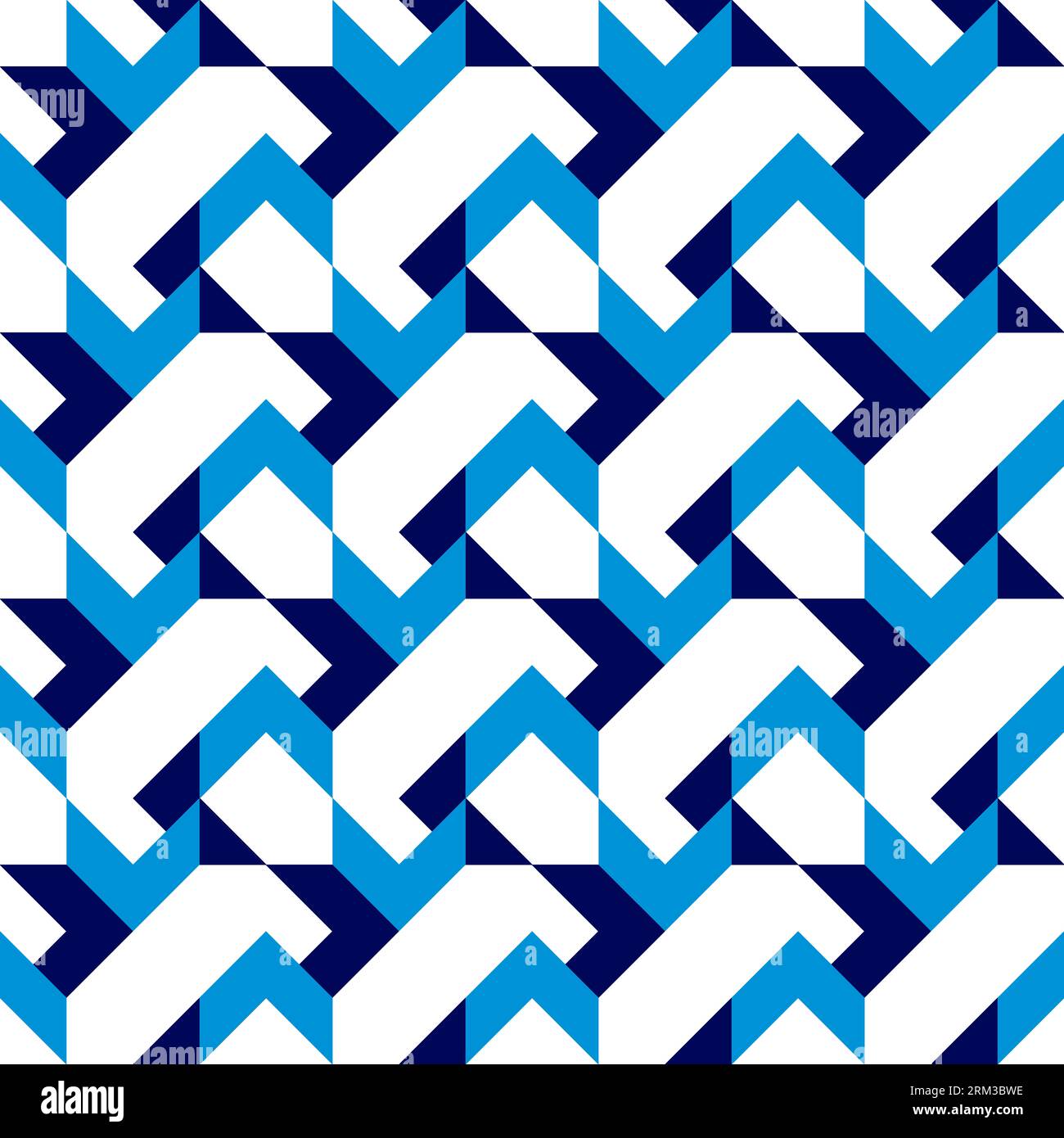 Seamless pattern with geometric motifs in three colors Stock Photo