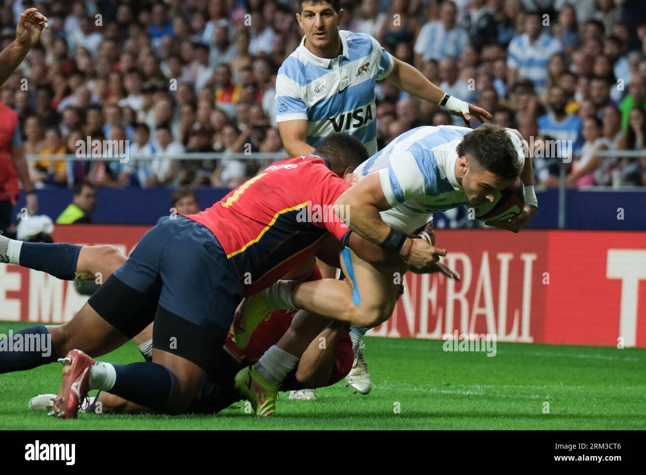 Players in action during the international friendly rugby match prior ...