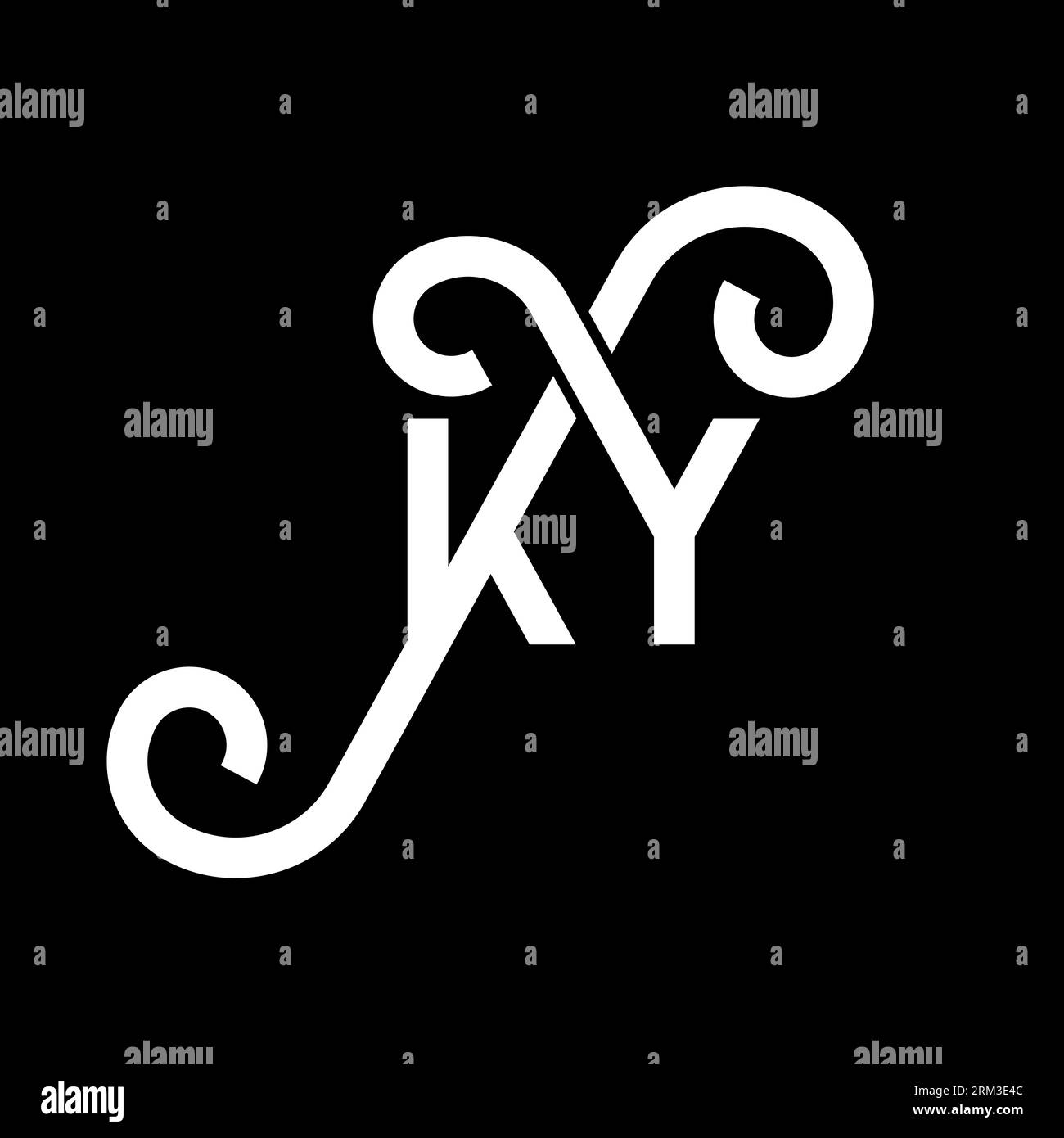 KY letter logo design on black background. KY creative initials letter