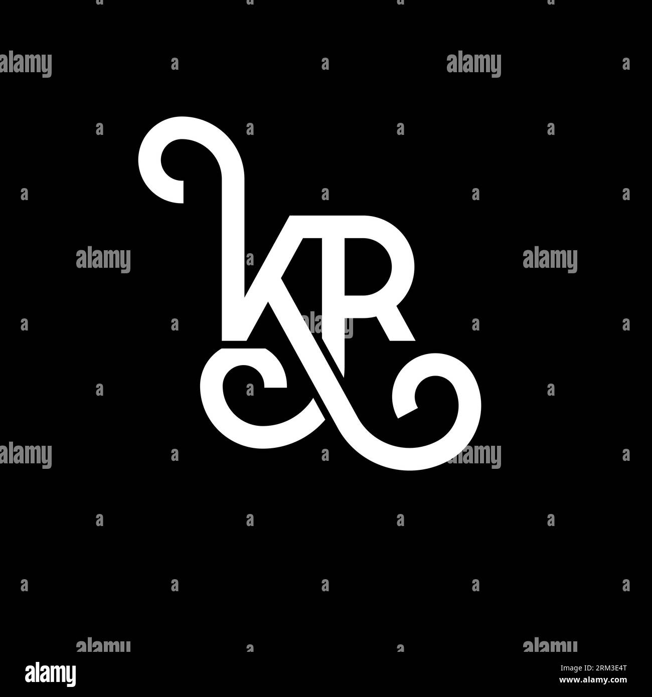 KR letter logo design on black background. KR creative initials letter logo concept. kr letter design. KR white letter design on black background. K R Stock Vector