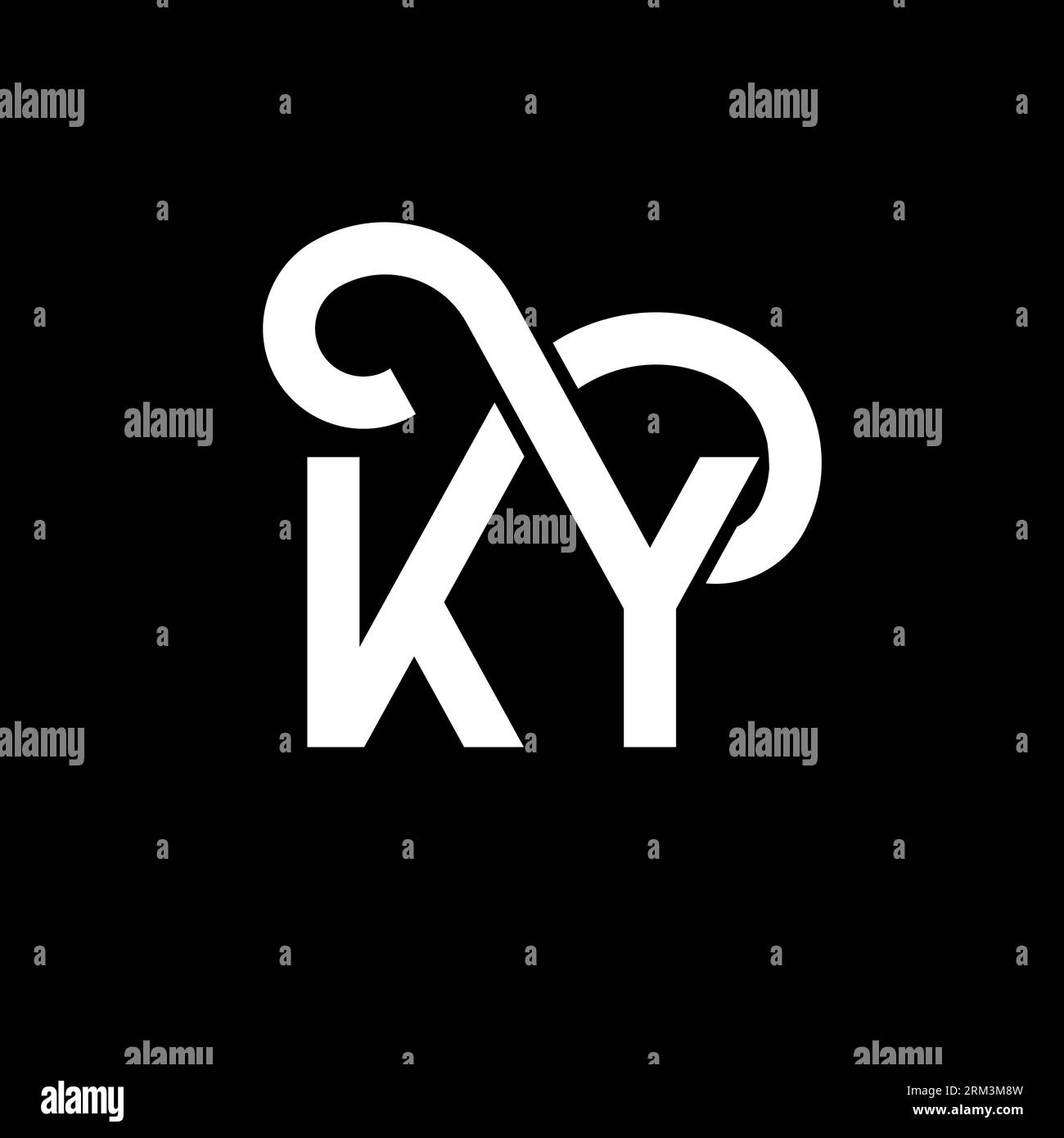 KY letter logo design on black background. KY creative initials letter
