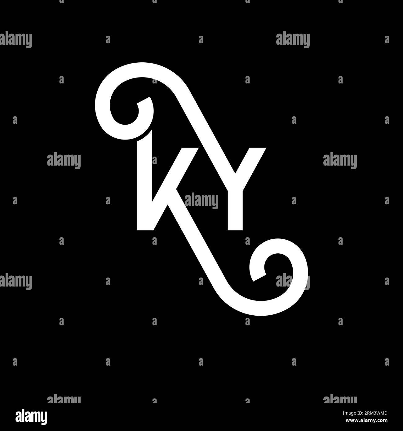 KY letter logo design on black background. KY creative initials letter