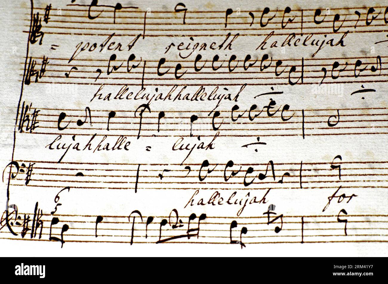 Handel, Musical Score, Music, Classical, Hallelujah Chorus, Thomas Coram Foundation, Bloomsbury, London, England Stock Photo