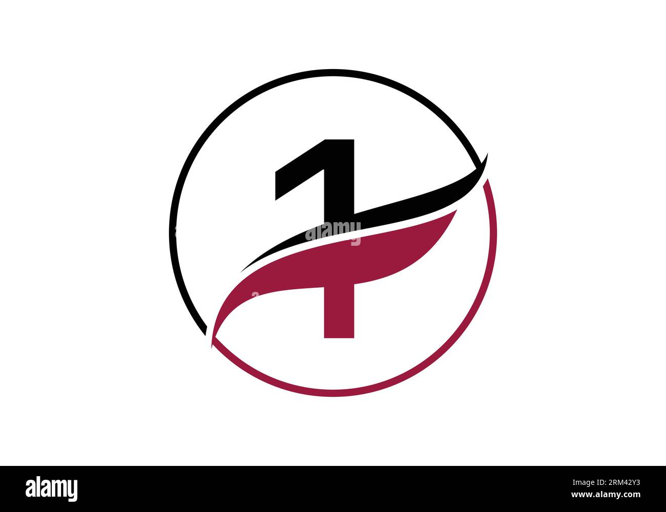 Initial 1 alphabet with swoosh or ocean wave logo design Vector ...