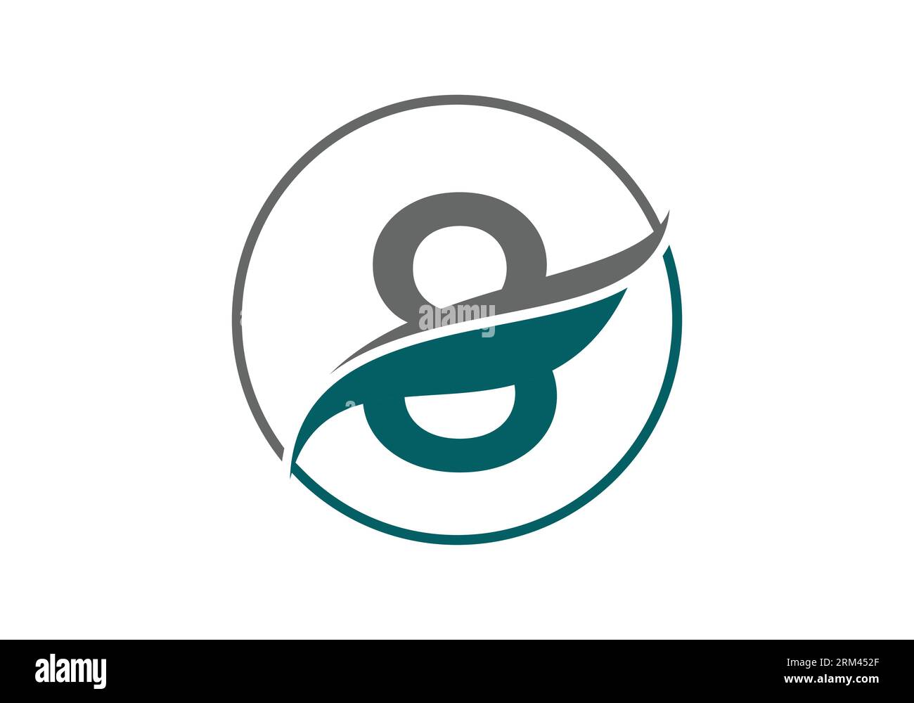 Initial 8 alphabet with swoosh or ocean wave logo design Vector Template Stock Vector