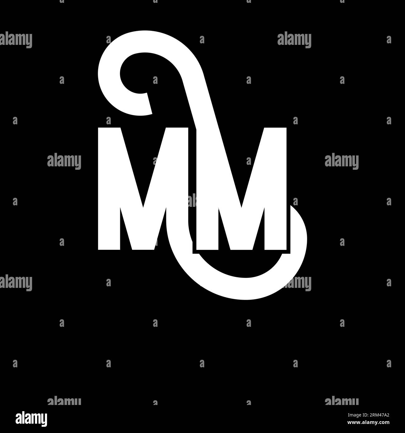 Abstract initial letter m or mm logo in black Vector Image