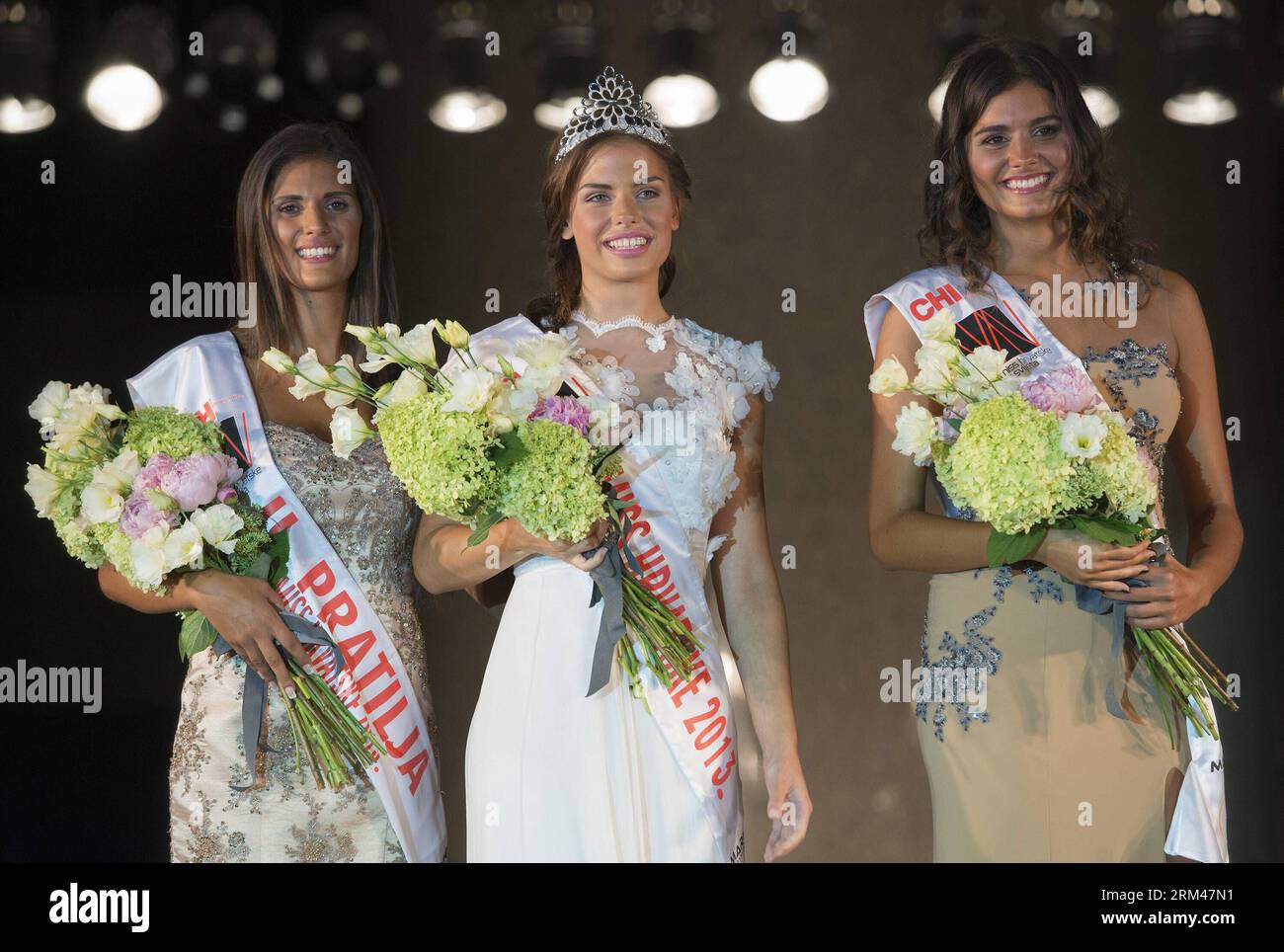 Bildnummer: 60391468  Datum: 24.08.2013  Copyright: imago/Xinhua ZAGREB, August 24, 2013 - Lana Grzetic(C) of Croatia poses with her crown during Miss Croatia 2013 beauty contest held in Zagreb,capital of Croatia, August 24, 2013. Lana Grzetic, 18-year-old student from Rijeka, is crowned as the winner of the Miss Croatia and she will represent Croatia at the 63rd Miss World pageant to be held on Sept. 28 in Indonesia. (Xinhua/Miso Lisanin) CROATIA-ZAGREB-MISS CROATIA BEAUTY CONTEST PUBLICATIONxNOTxINxCHN Gesellschaft Miss Wahl Misswahl Kroatien Schoenheitskoenigin x0x xrj 2013 quer premiumd Stock Photo