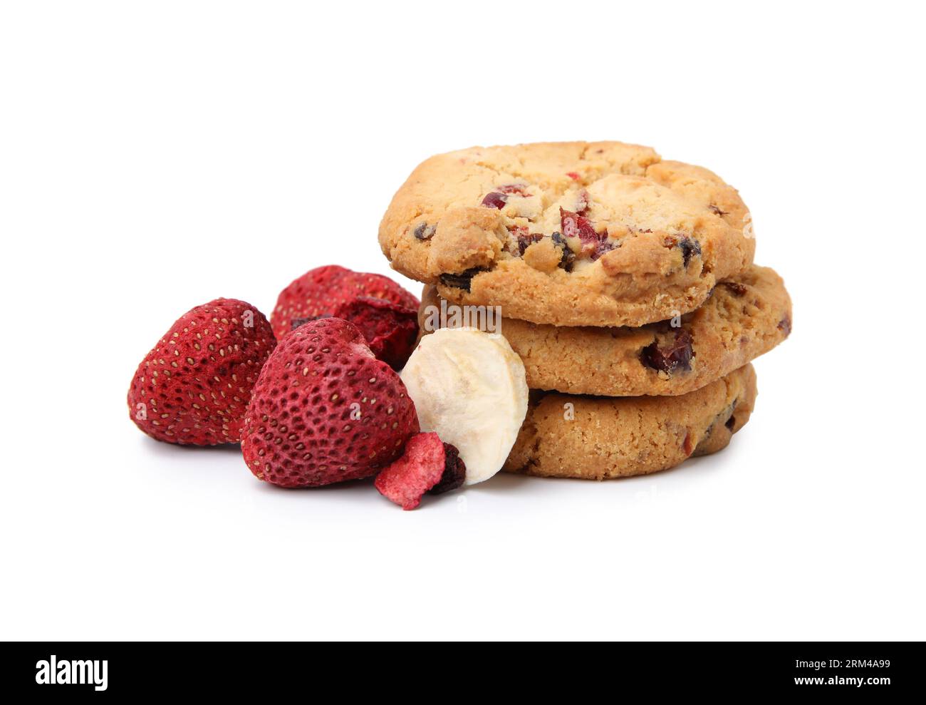 Cookies and freeze dried fruits isolated on white Stock Photo Alamy
