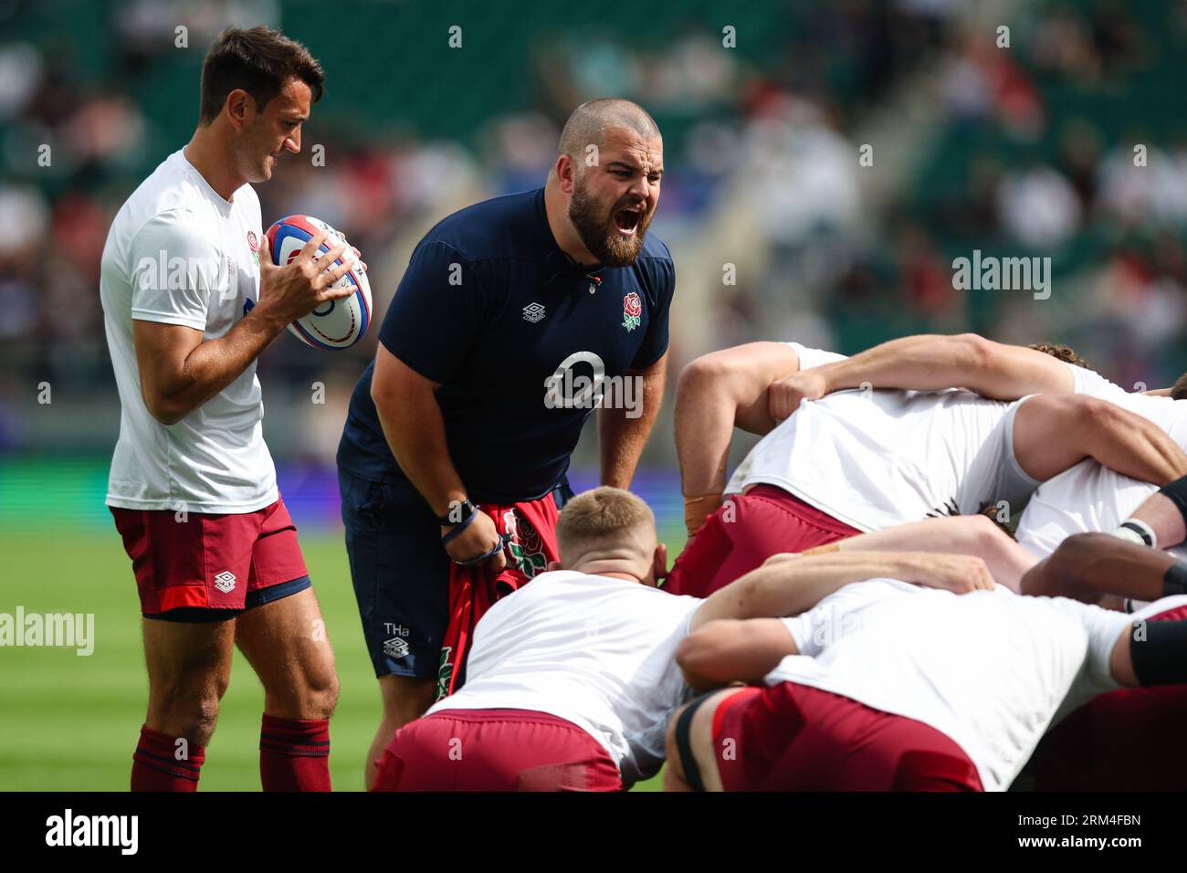 LONDON, UK - 26th Aug 2023:  England Scrum Coach Tom Harrison during the pre match warm up ahead of the Summer Nations Series International match between England and Fiji at Twickenham Stadium  (Credit: Craig Mercer/ Alamy Live News) Stock Photo