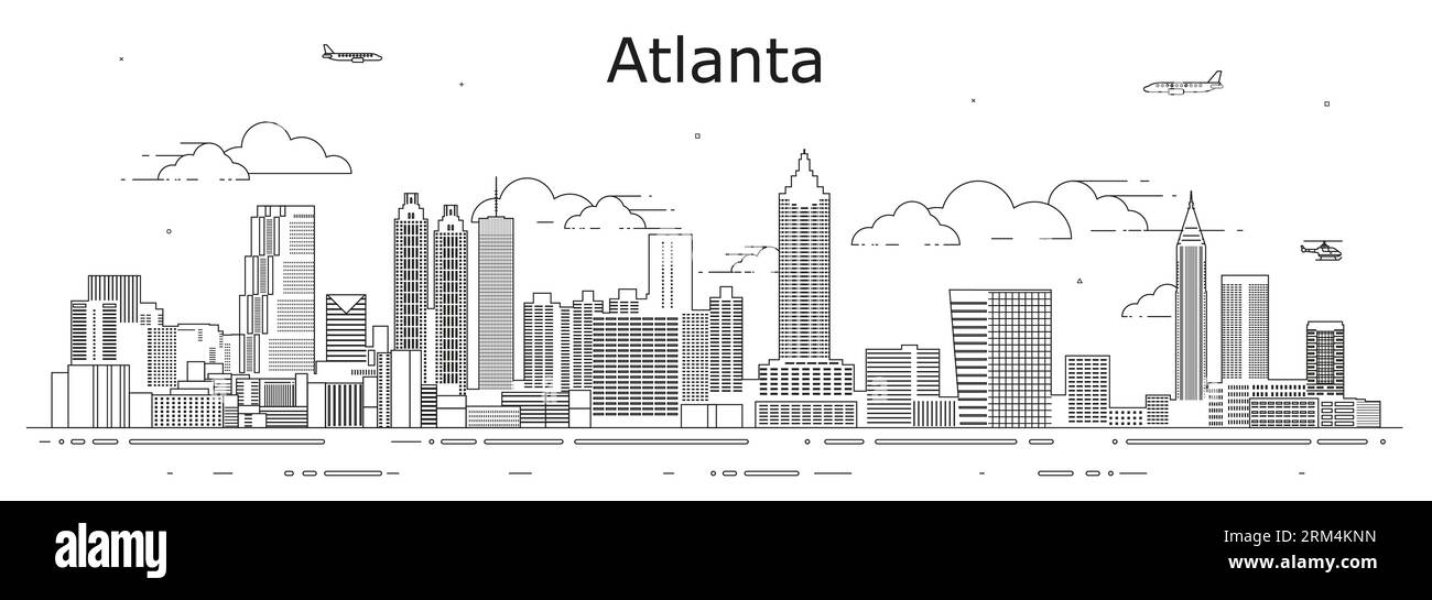 Atlanta cityscape line art vector illustration Stock Vector