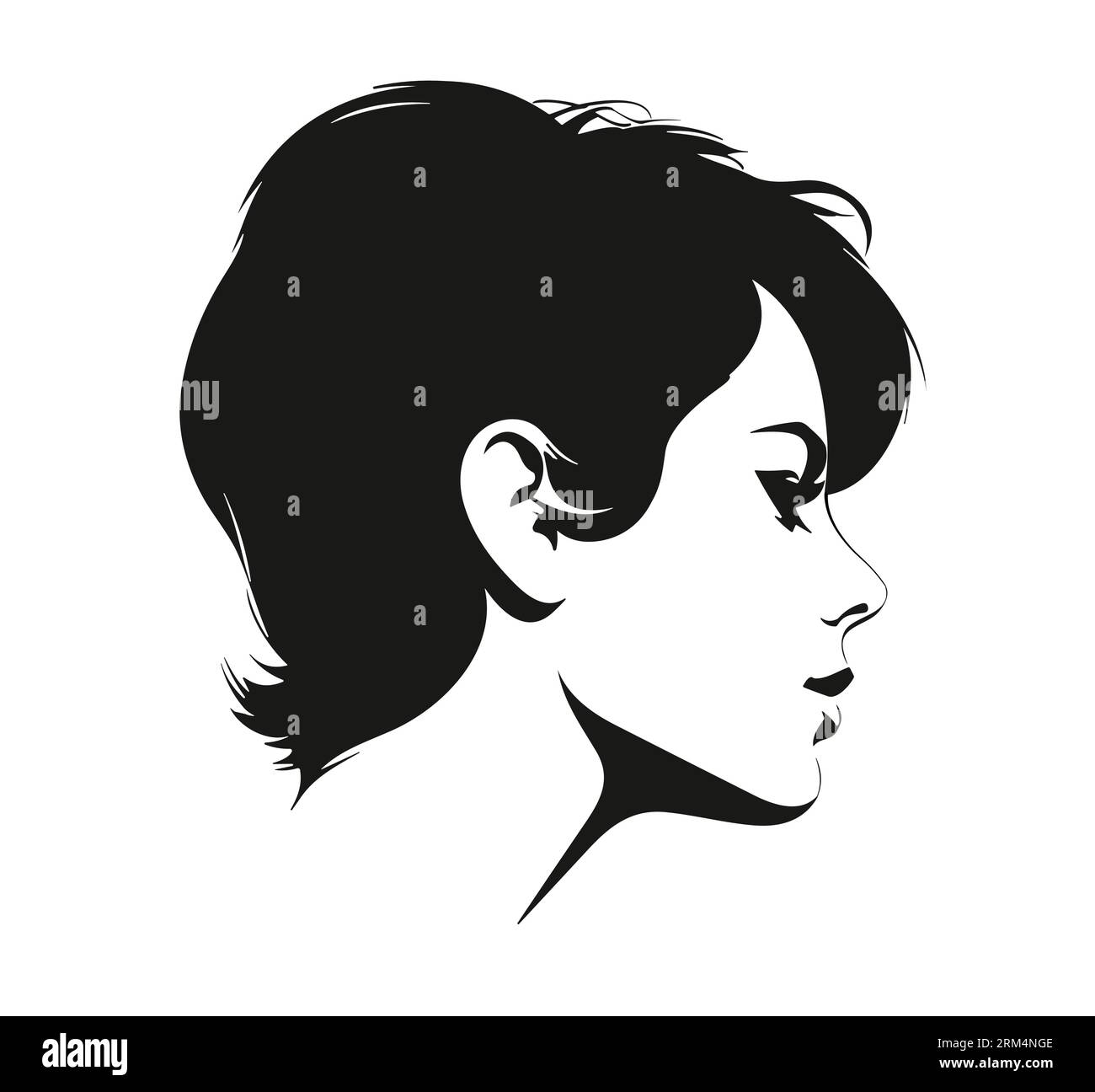 elegant woman profile with fashionable bob short haircut Stock Vector