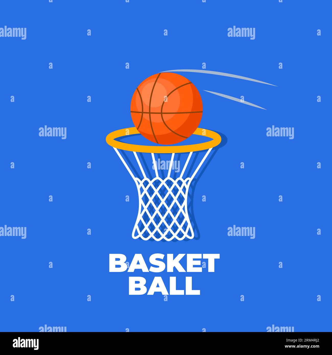 Basketball. Ball flying into the basketball ring. Vector illustration