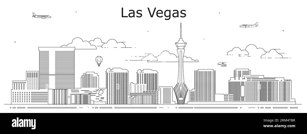 Las Vegas cityscape line art vector illustration Stock Vector
