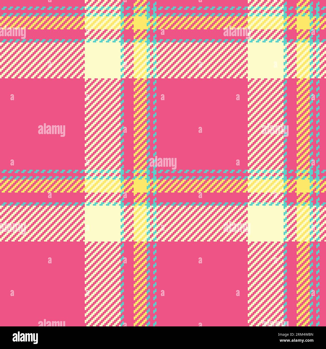 Textile background pattern of check tartan plaid with a texture fabric vector seamless in red and lemon chiffon colors. Stock Vector