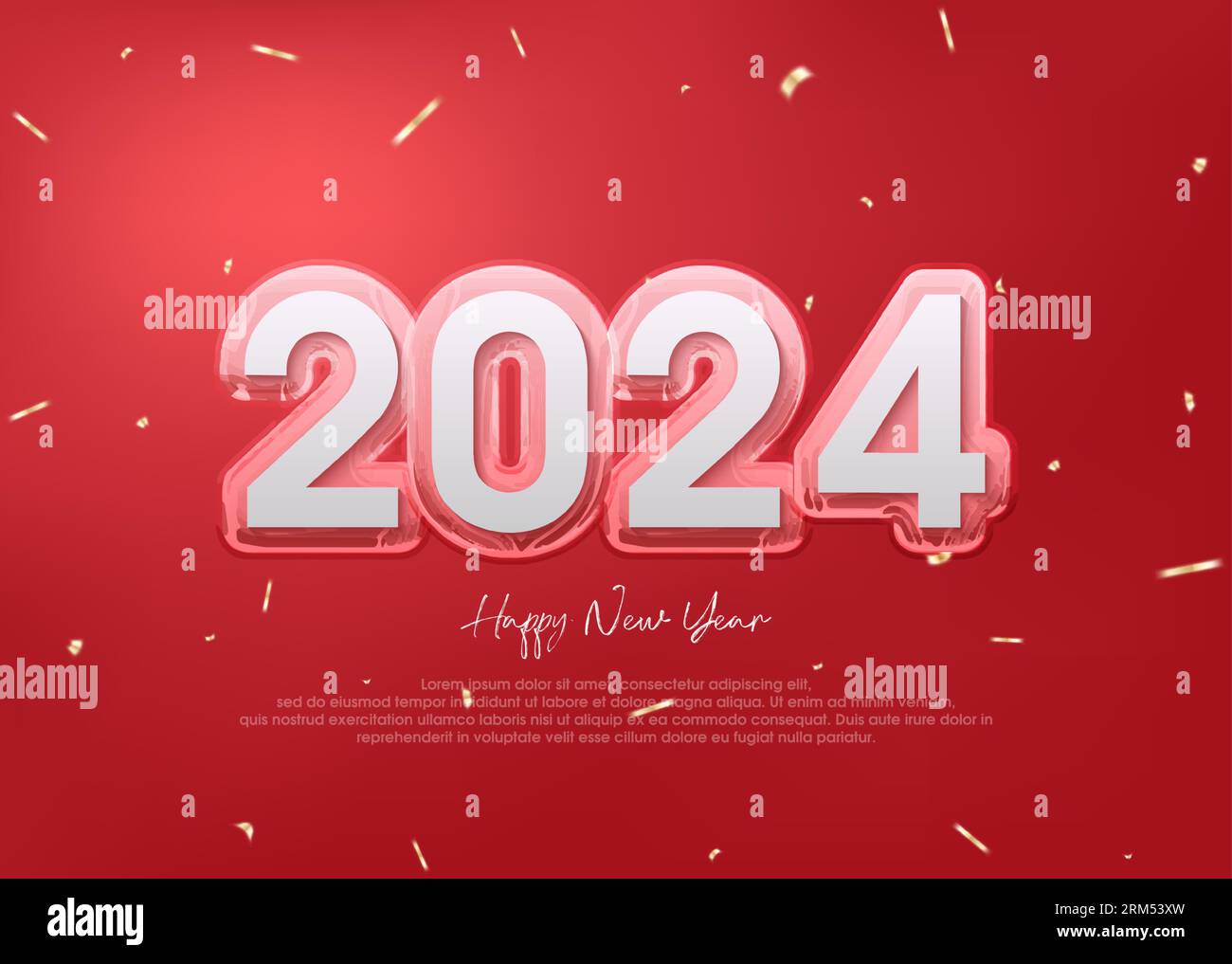 3d realistic number 2024 with soft red color Stock Vector Image & Art