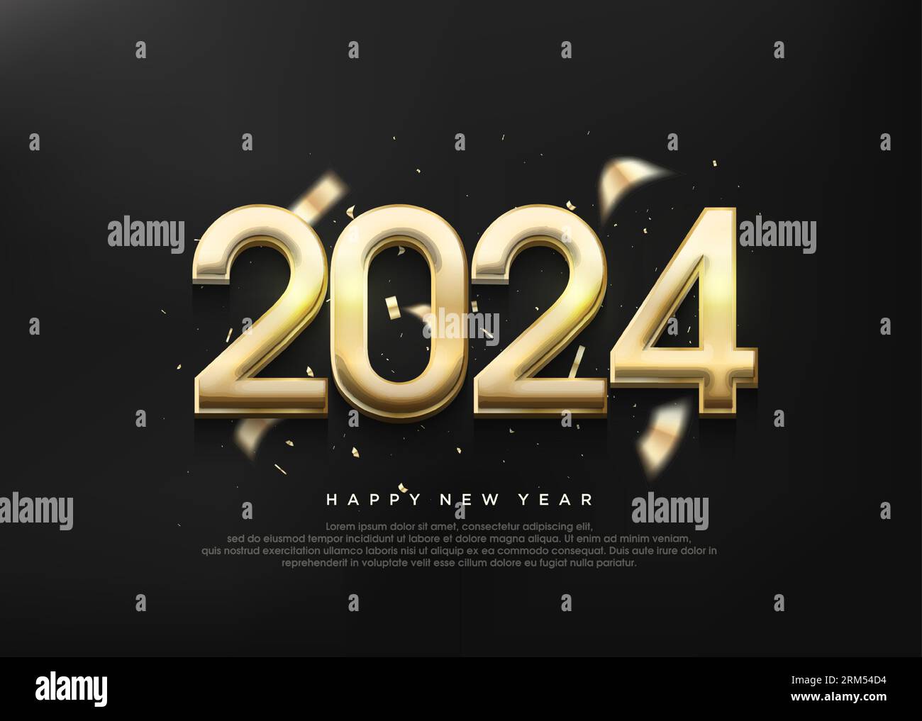 Golden number 2024 shiny, luxury 2024 new year greetings Stock Vector ...