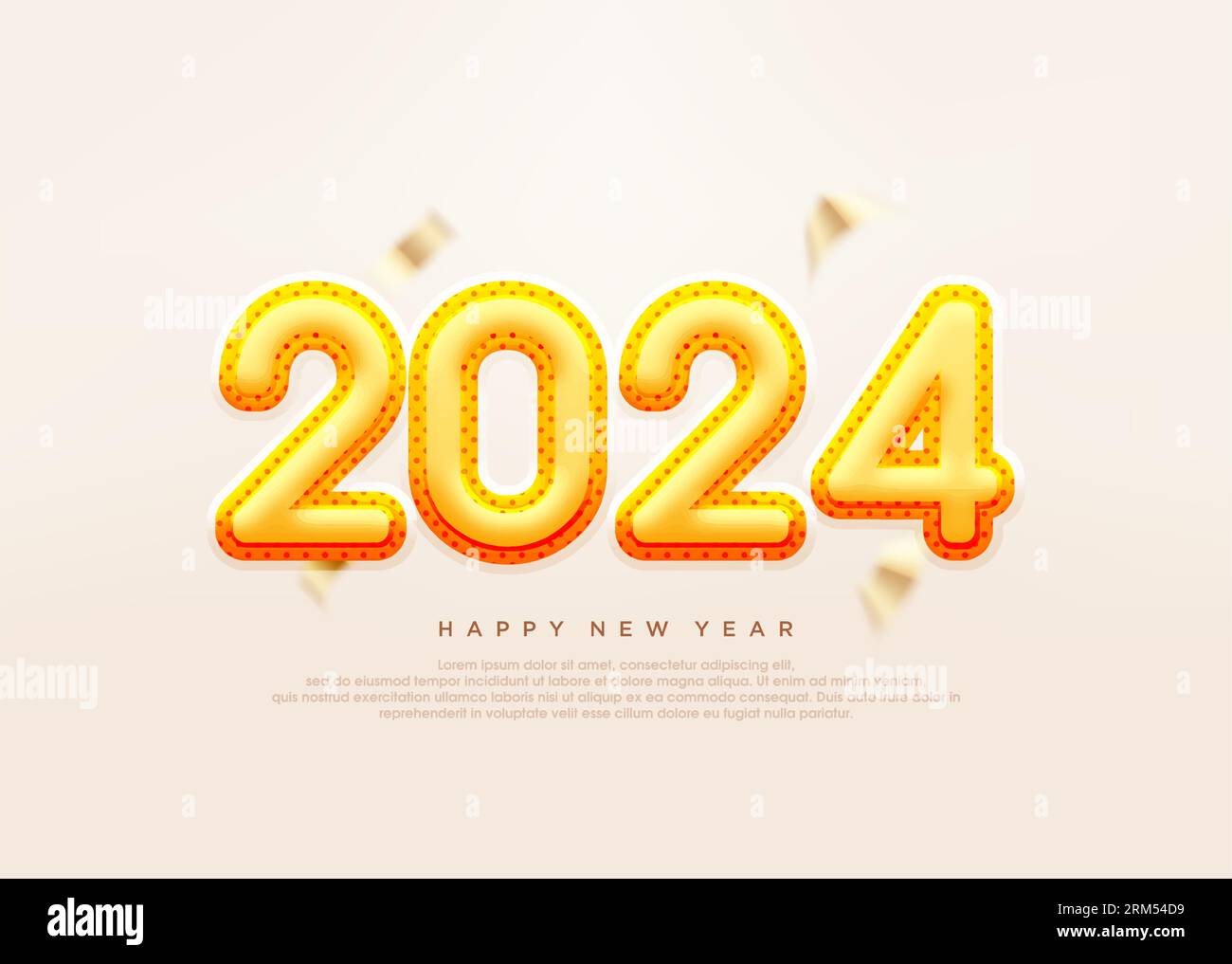 Happy new year 2024 with 3d number balloons illustration Stock Vector ...
