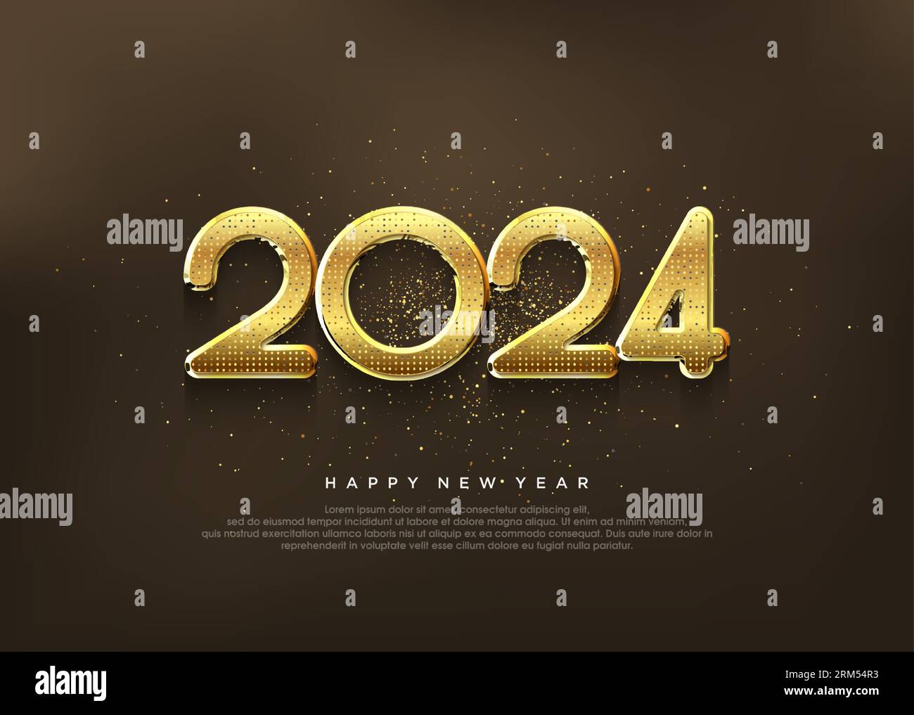 Happy new year 2024, luxury gold and glitter in 2024 numbers Stock