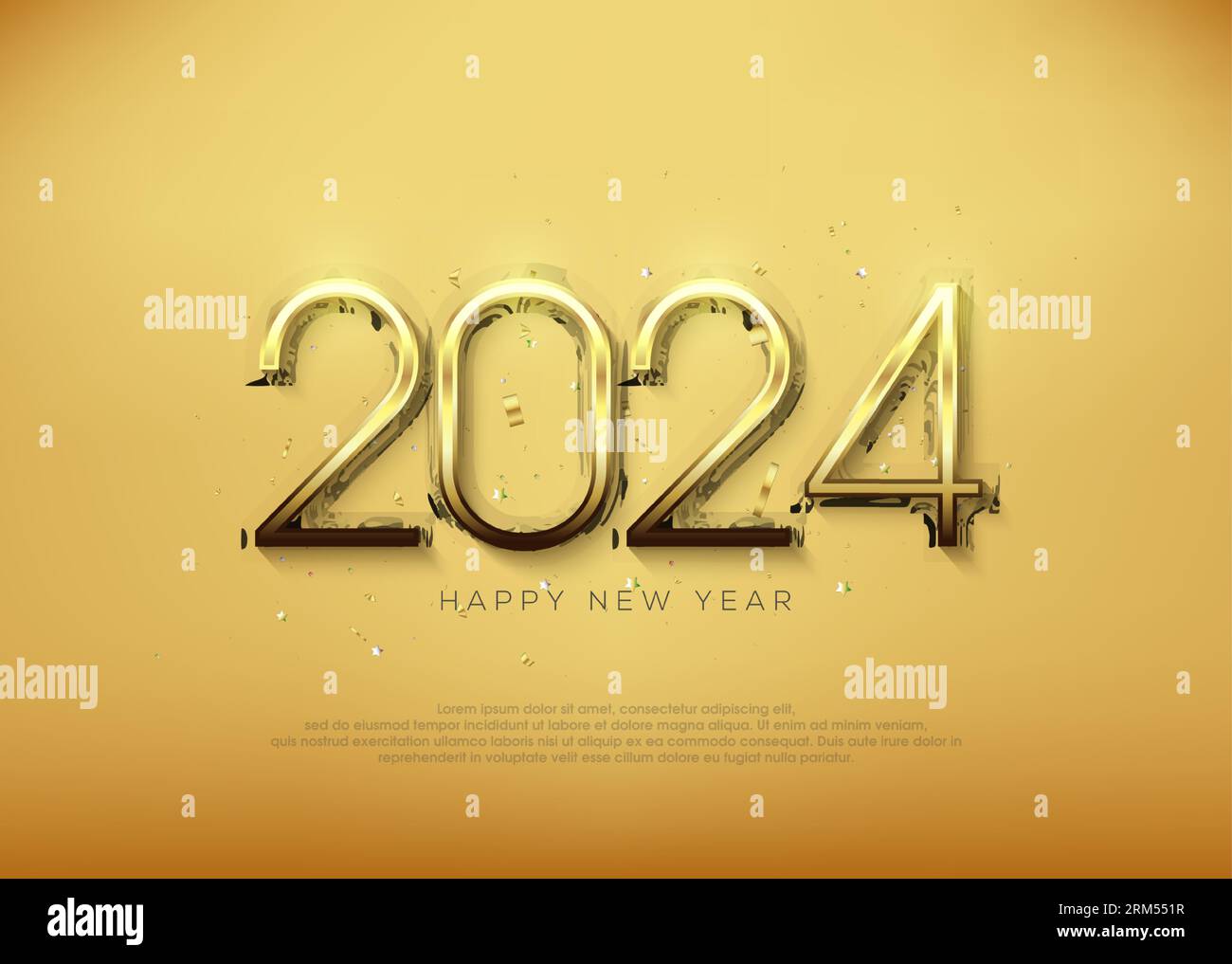 Golden new year 2024, thin, luxurious and elegant premium vector