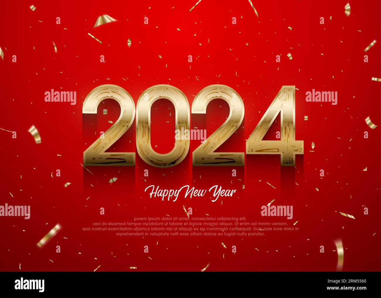 New year 2024 background with shiny gold numbers Stock Vector Image