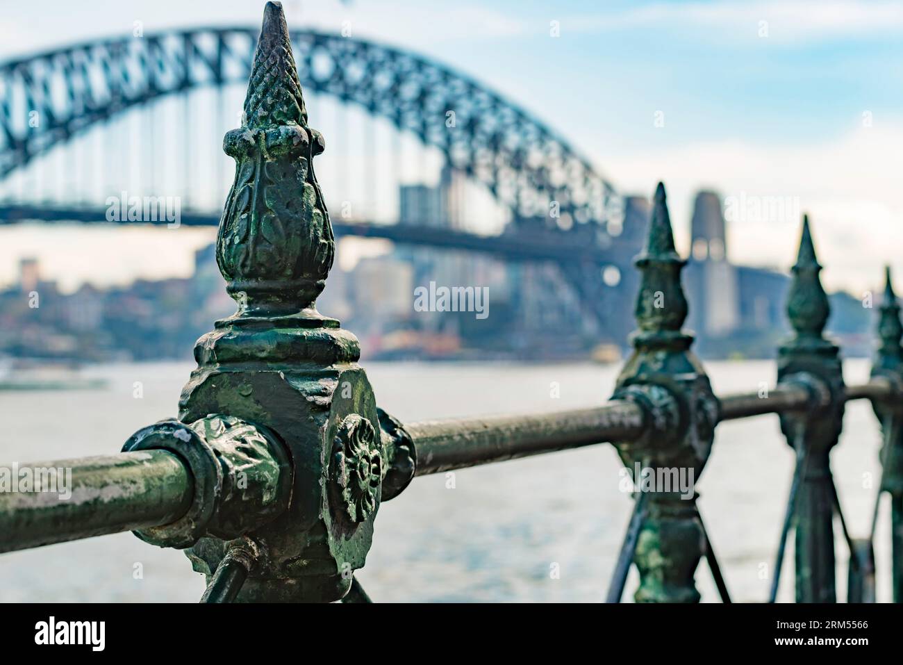 With the Sydney Harbour Bridge in the background, a close-up of the ...