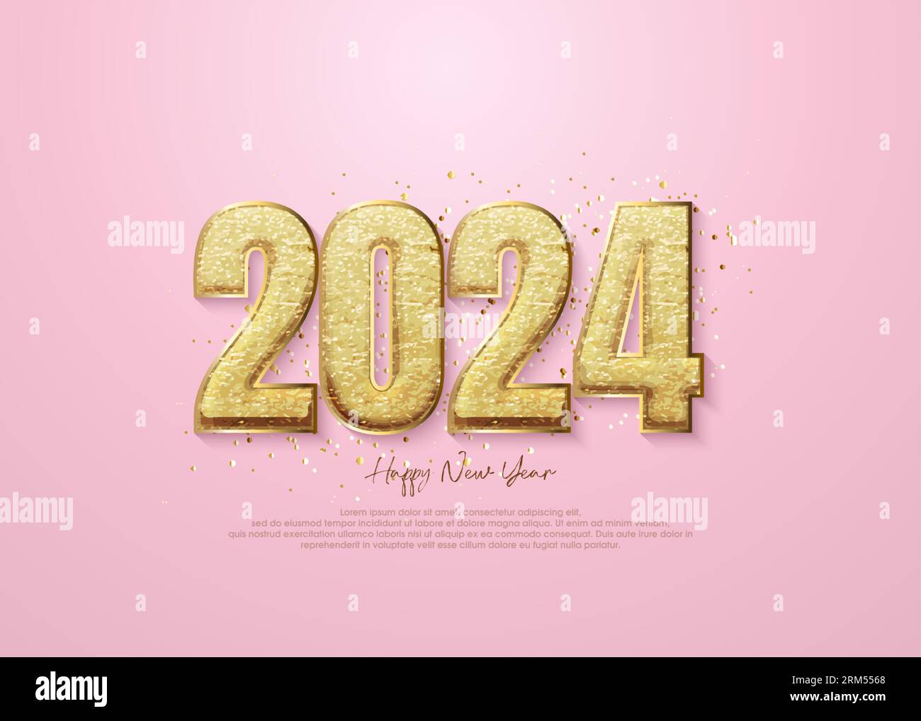 Happy new year 2024 with gold numbers and gold glitter Stock Vector