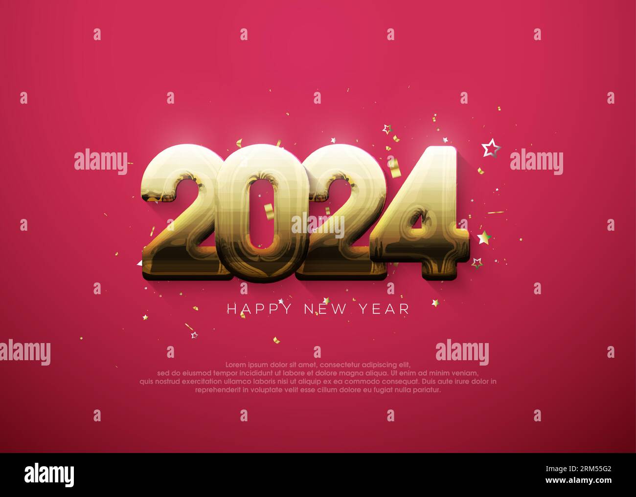 Golden number 2024 for happy new year celebration greetings Stock
