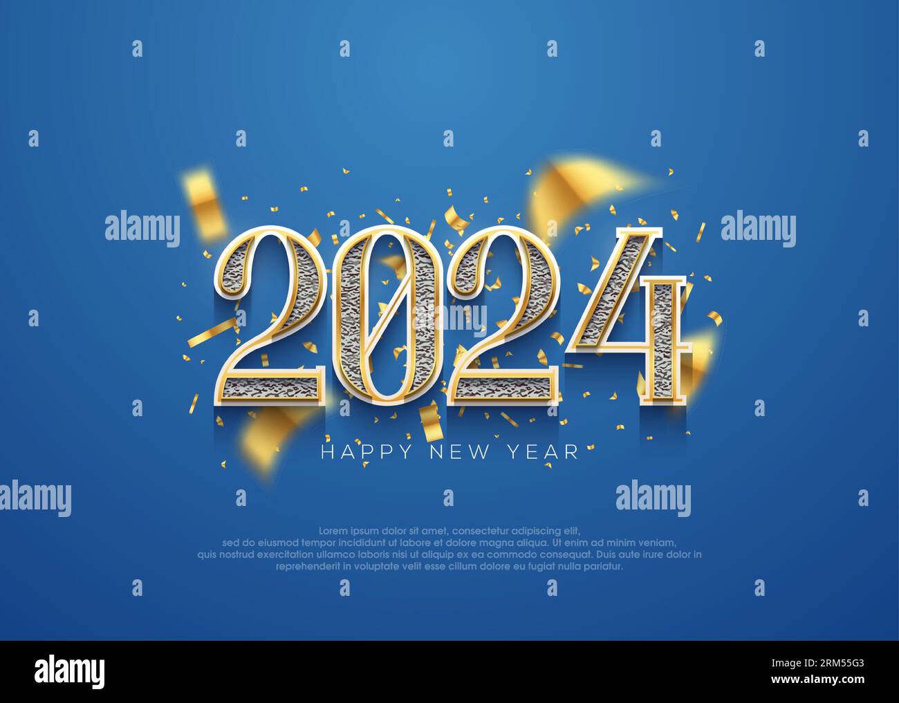 Happy new year 2024 background, classic number with luxury gold glitter